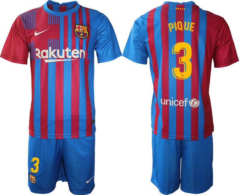 Men 2021-2022 Club Barcelona home blue #3 Nike Soccer Jersey->barcelona jersey->Soccer Club Jersey